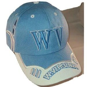 WVU West Virginia Mountaineers State Hat Strapback Adjust Light Blue White